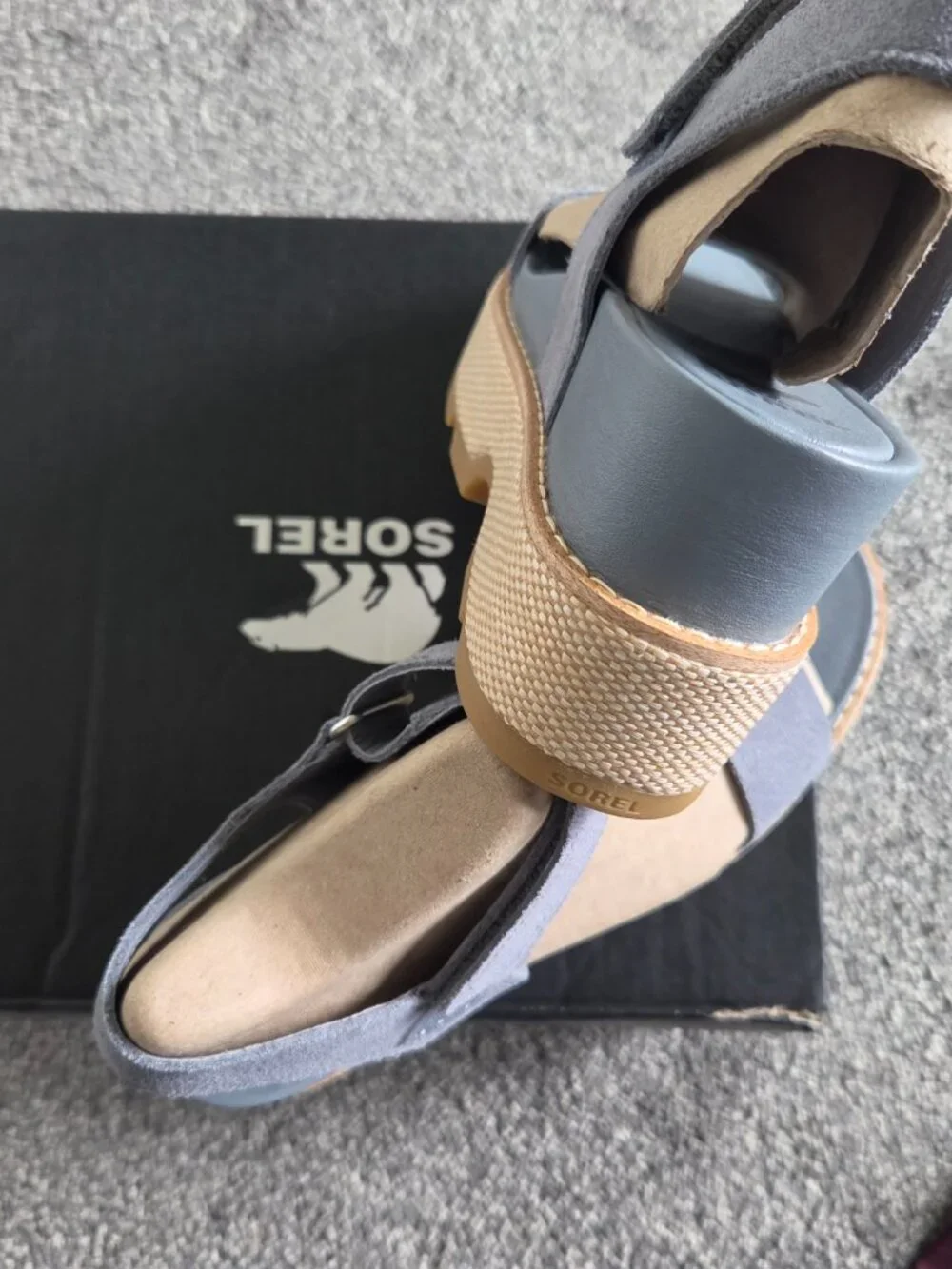 Sorel NY Strap Joanie BlueGray Suede Wedge NWT size 8